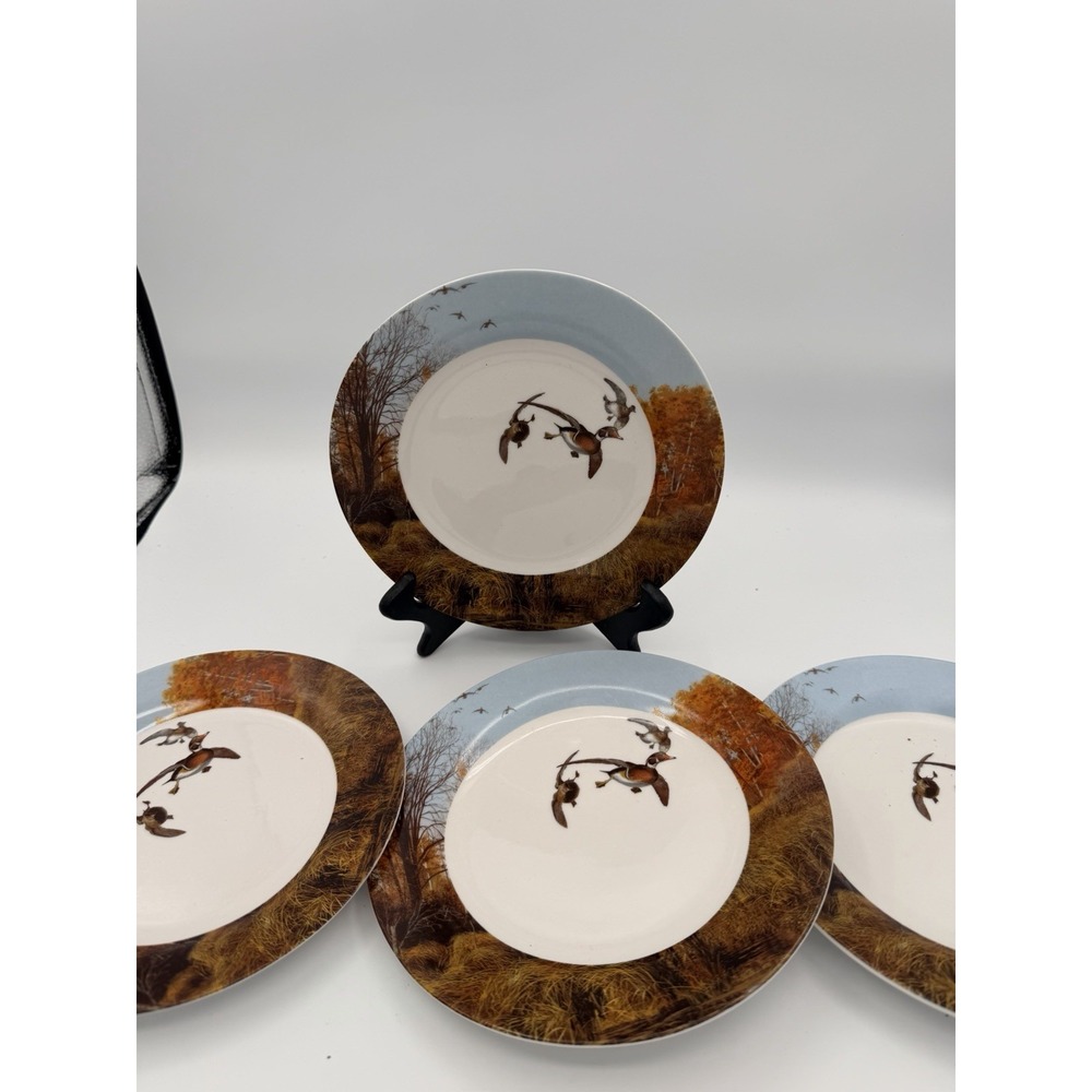 Ducks Unlimited Bread Plates Duck Hunting 7-1/2" Set of 4